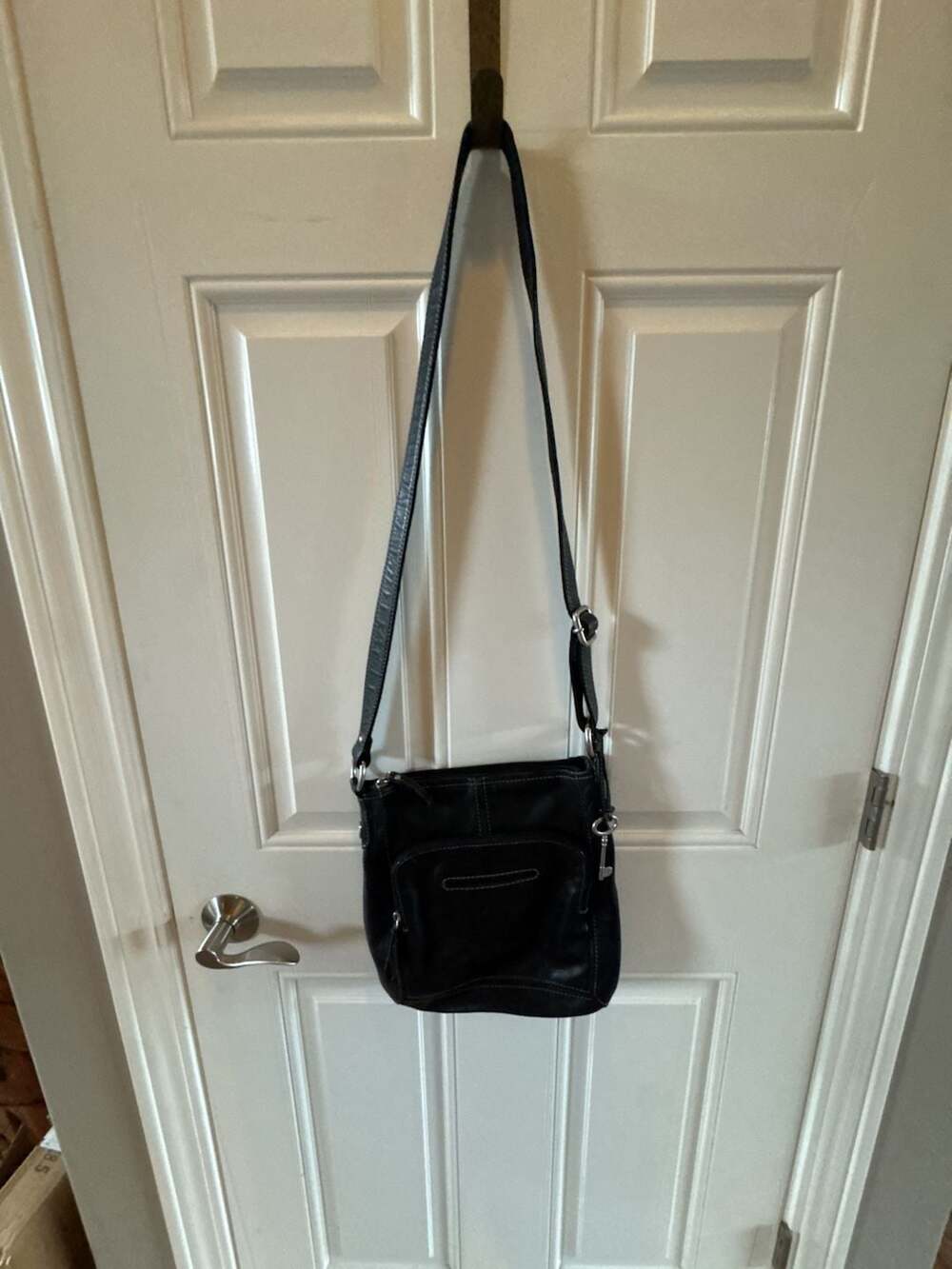Fossil Long Live Vintage Black Leather Crossbody Bag